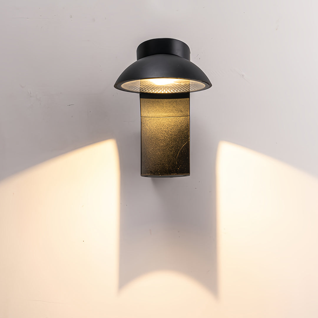 Minimalist Outdoor Wall Sconce, Set of 2 — Black Aluminum, Clear Glass, 12W LED, IP65 Weatherproof