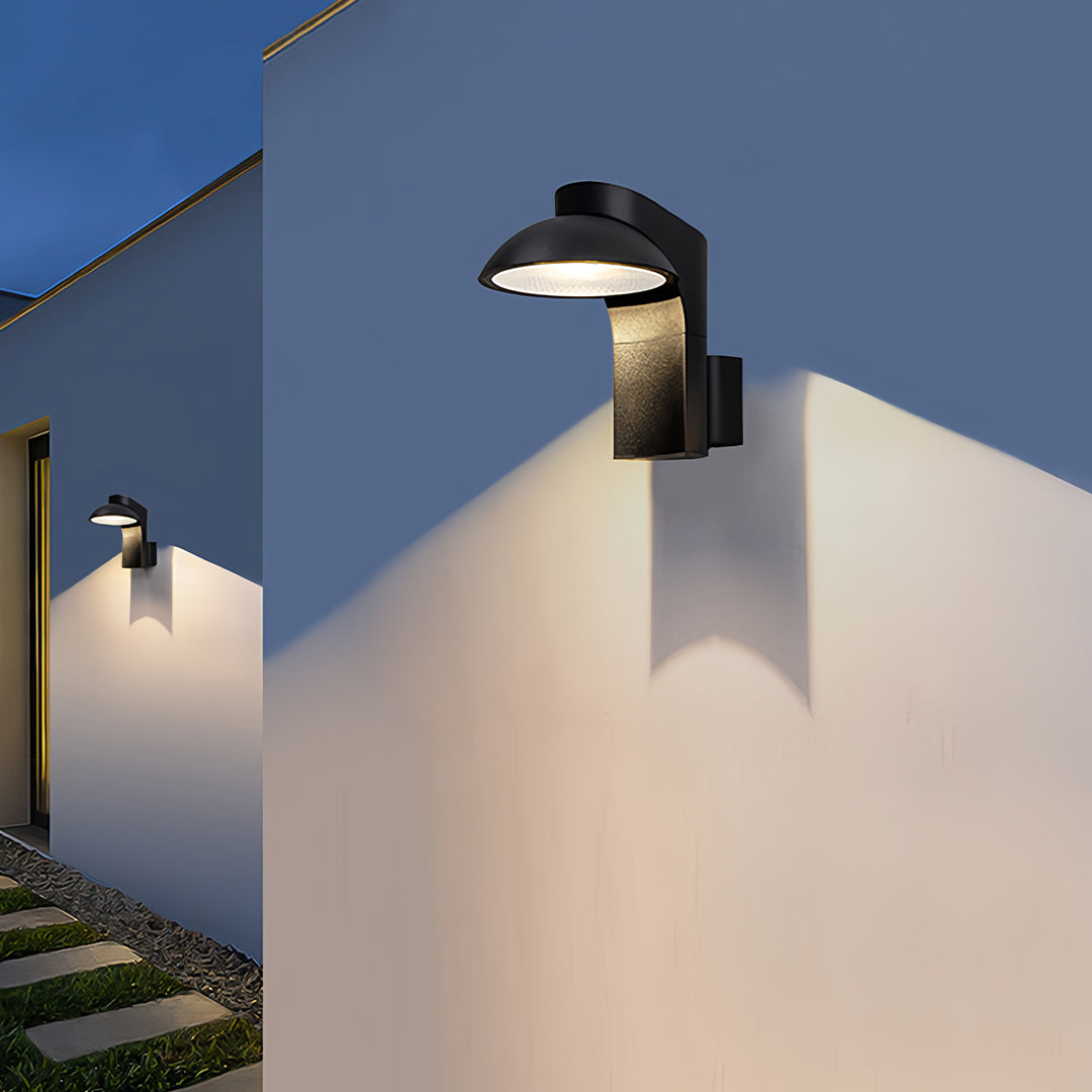 Minimalist Outdoor Wall Sconce, Set of 2 — Black Aluminum, Clear Glass, 12W LED, IP65 Weatherproof