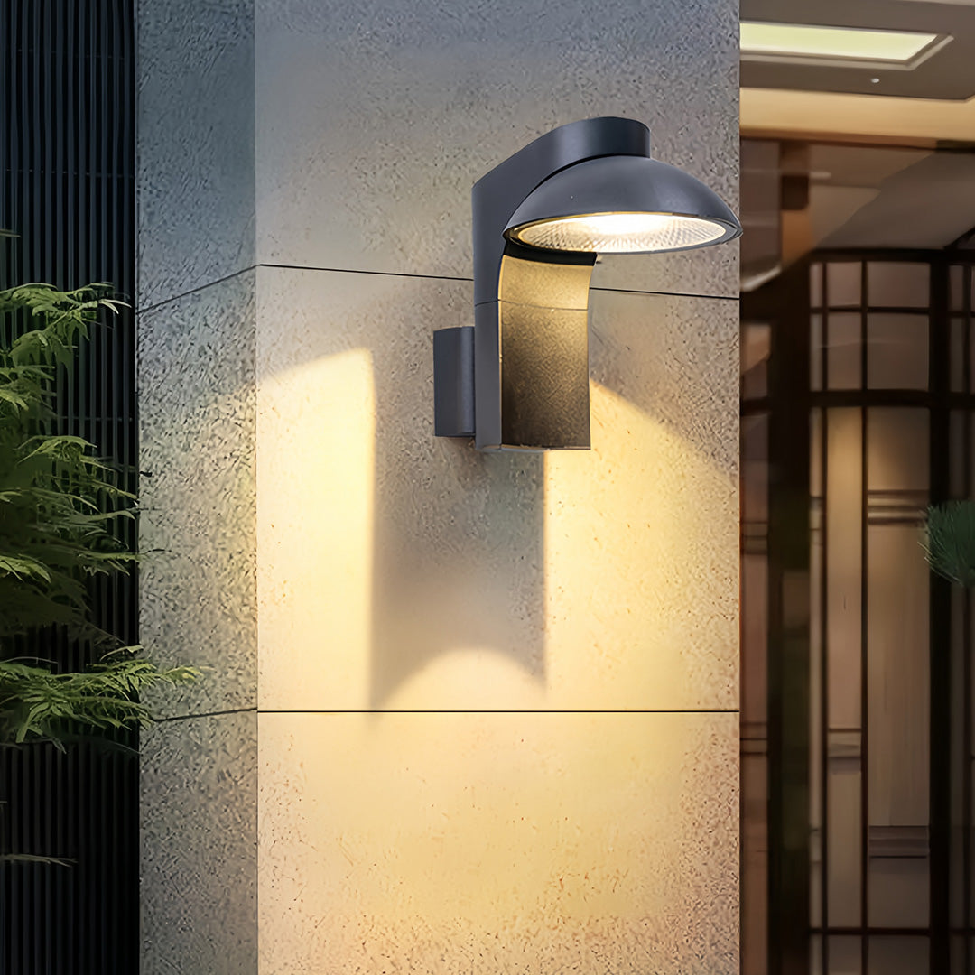 Minimalist Outdoor Wall Sconce, Set of 2 — Black Aluminum, Clear Glass, 12W LED, IP65 Weatherproof