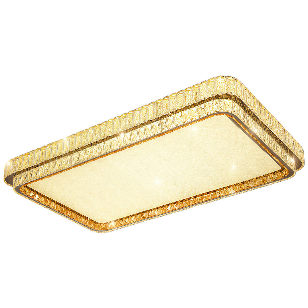 Modern Crystal Flush-Mount — Stainless Steel, Chrome, Full-Spectrum Eye-Care LED, Three-Color Dimming, Round / Square / Rectangle
