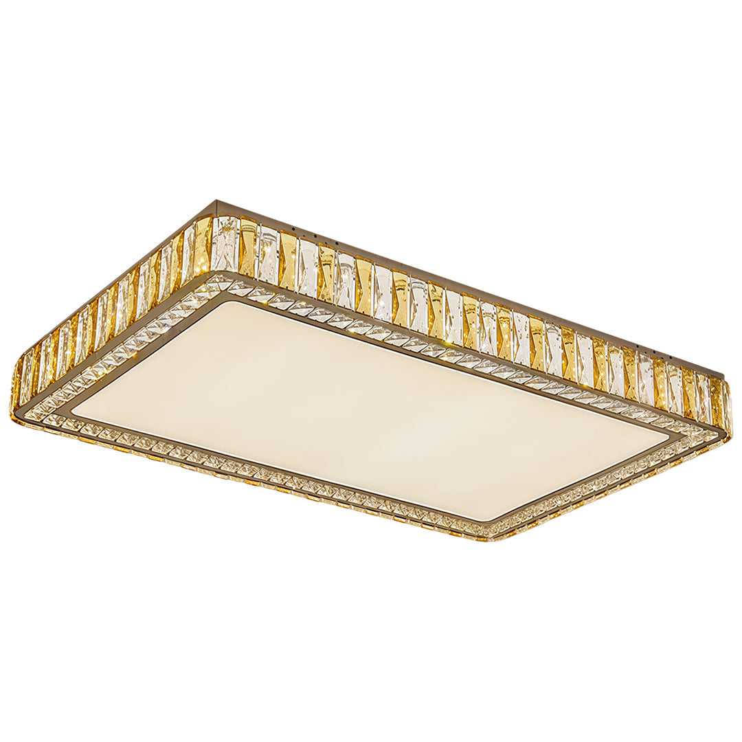 Crystal LED Flush-Mount Ceiling Light — Stainless Steel, Round / Square / Rectangle, 3-Step Dimming (3000K / 4500K / 6000K)