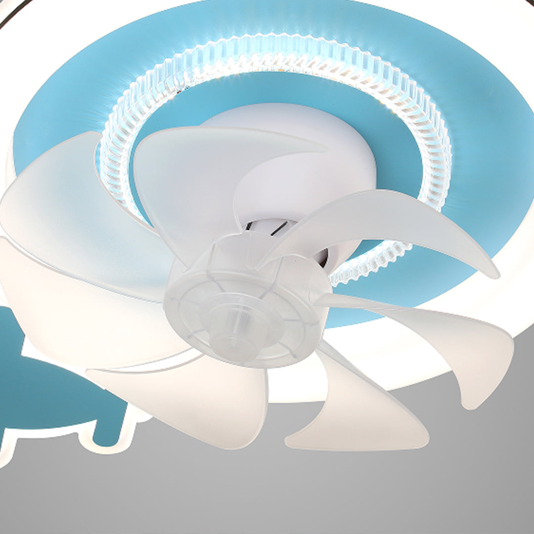 Blue and White Children's Ceiling Fan with Lights and Quiet Motor
