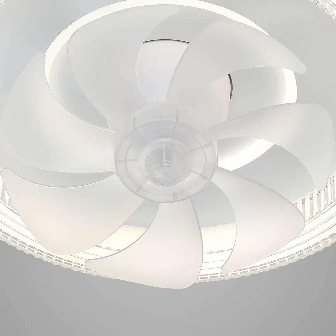 Simple LED Lamp Circular Ceiling Fan with White Finish and Light Luxe