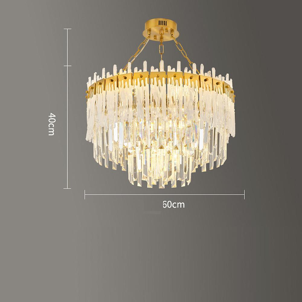 Round Gold Crystal Chandelier — Stainless Steel, 12/17-Light, 16" Cord, 4500K Neutral, 20"–24" Diameter