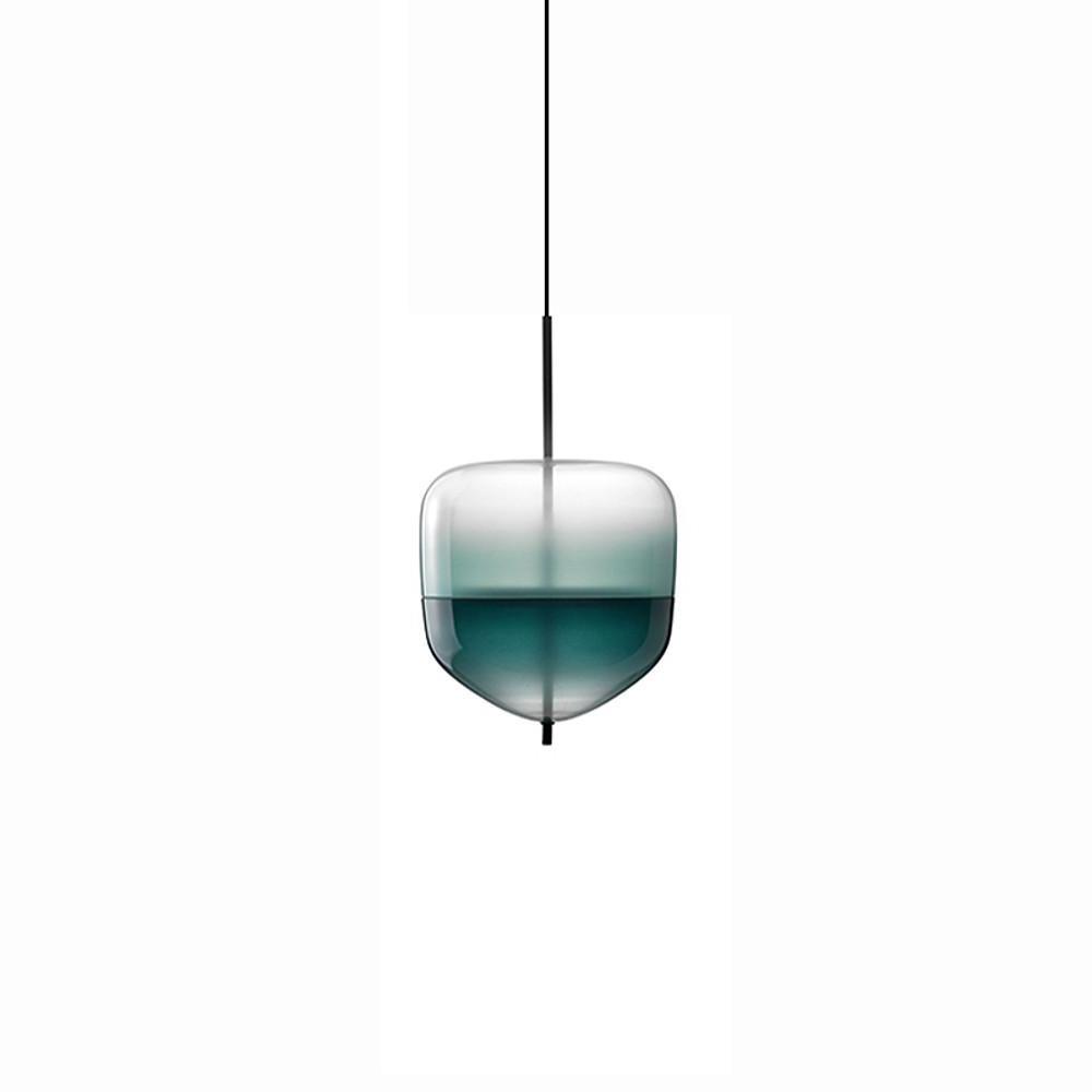 Gradient Blue Glass Mini Pendant — Modern Industrial, 1-Light, 4" Shade, 59" Adjustable Cord