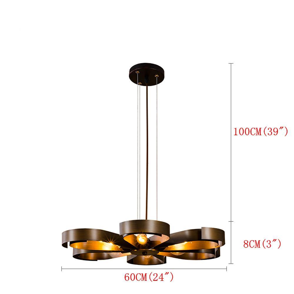 Petal-Shaped 6-Light Pendant Chandelier — Metal, Bronze or Dark Red, LED/Incandescent, 24" Diameter