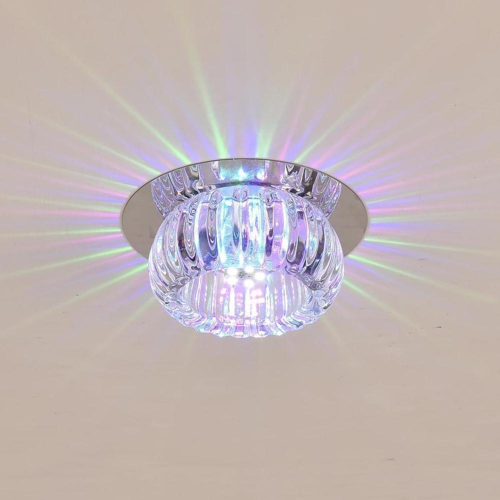 Geometric Crystal Flush-Mount Chandelier — Metal, LED, 7W, RGB + 3000K/6000K