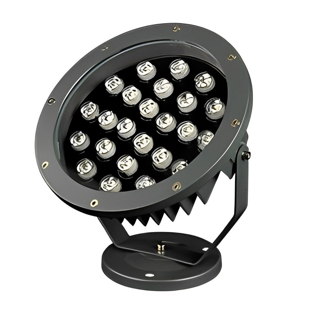 Round Outdoor LED Spotlight — Die-Cast Aluminum, DC 24V, IP65, 9W–24W, 3000K Warm White