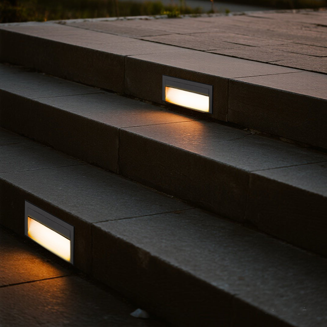 Square Recessed Outdoor Step Light — Die-Cast Aluminum, Black, OSRAM LED, 2W / 6W, 3000K, IP65