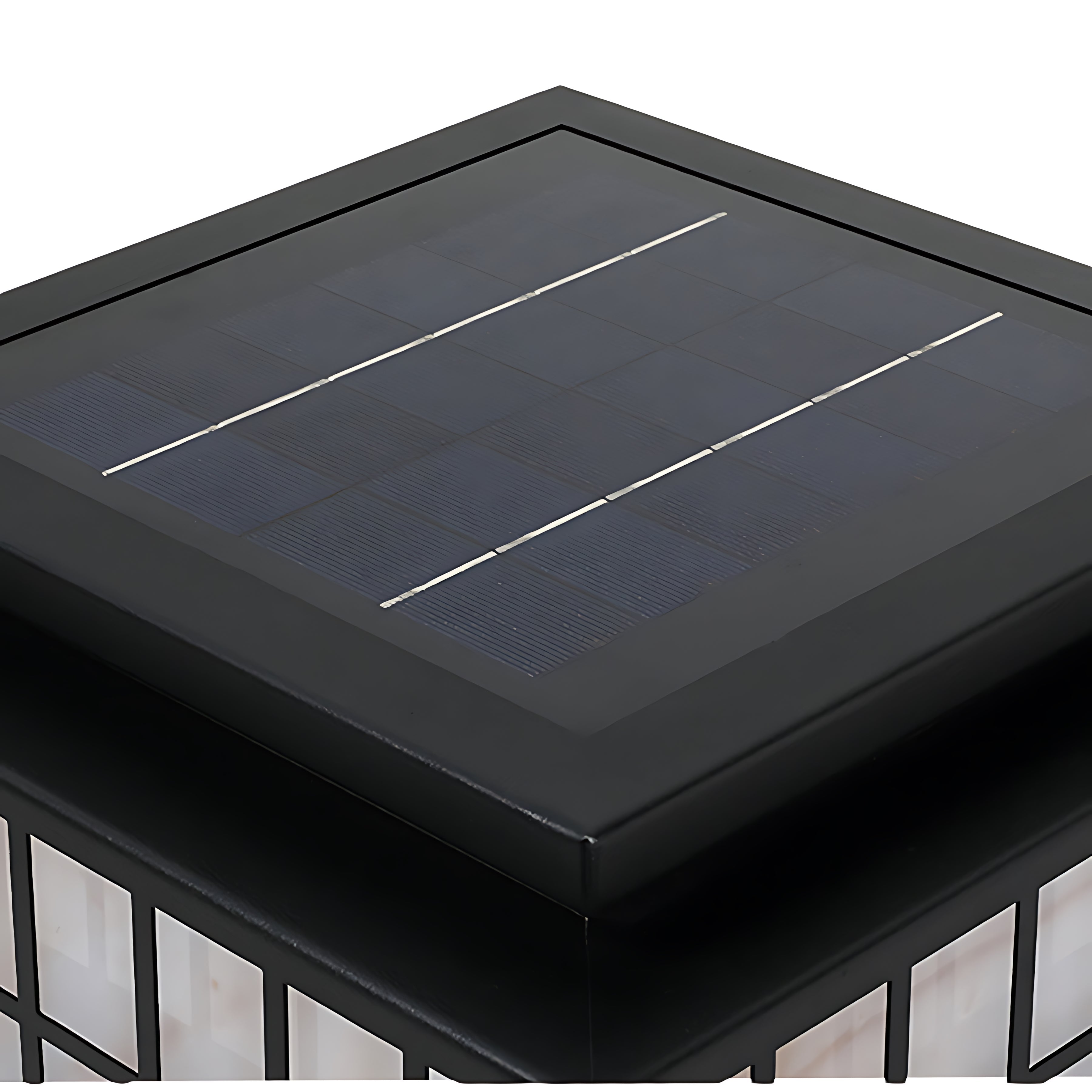 Modern Square Solar Pillar Light — Stainless Steel, Faux Alabaster, LED, 3-Color Dimming, Remote, IP65