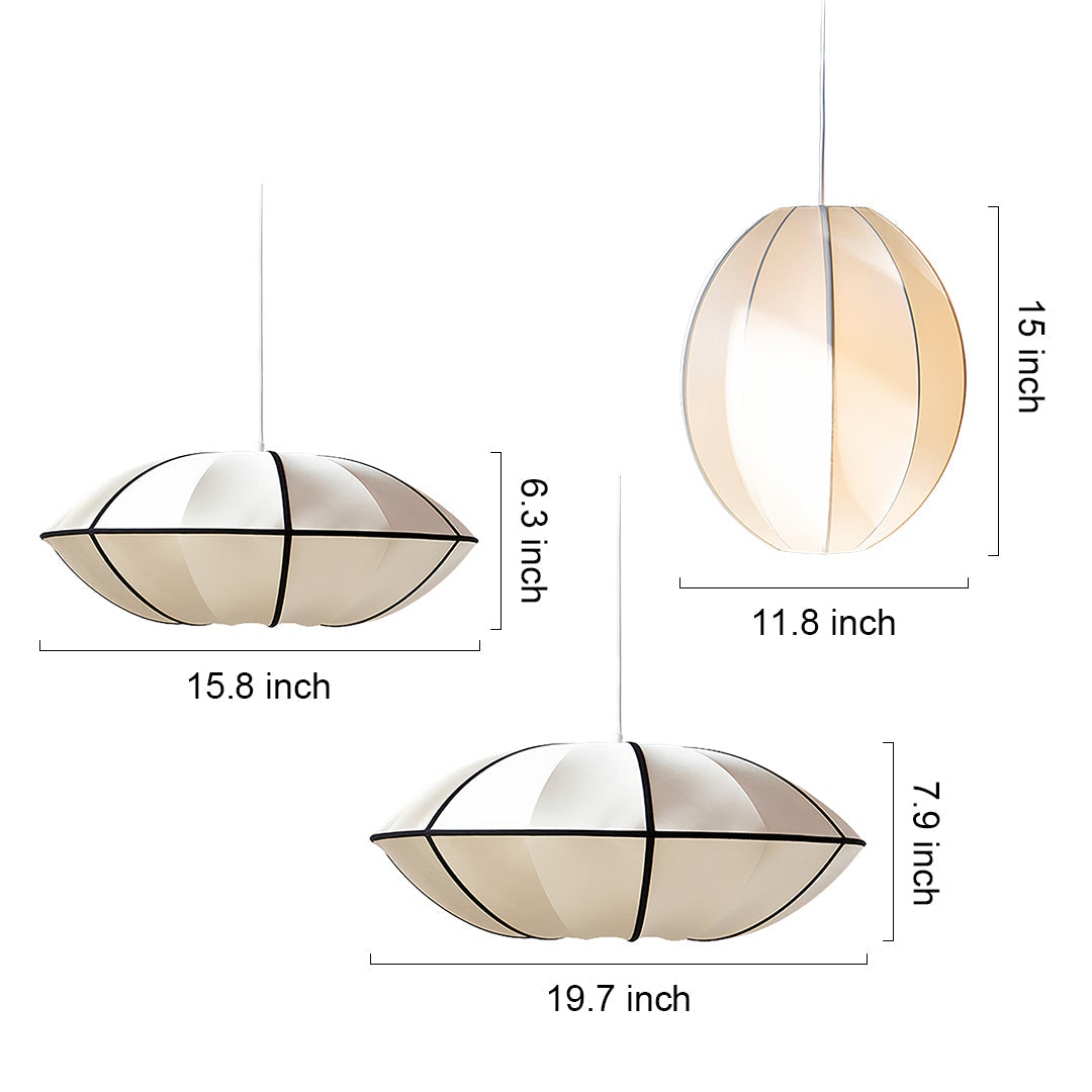 Vintage Lantern Pendant — Fabric Shade, E27, 5W LED 4000K, 30cm / 40cm / 50cm