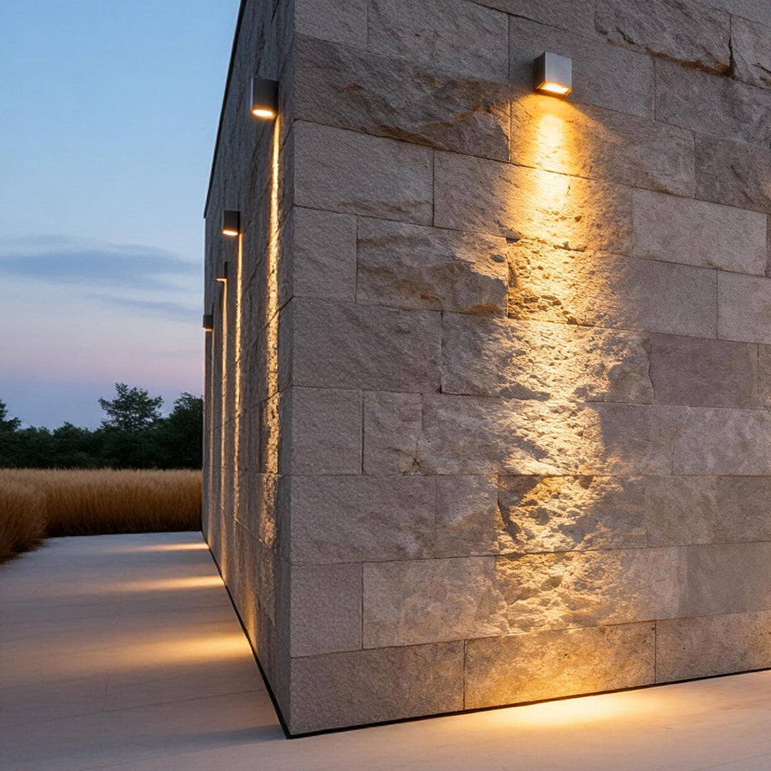 Modern Facade Up/Down Wall Light — Die-Cast Aluminum, Tempered Glass, 24W LED, IP65, Three Color Temperatures