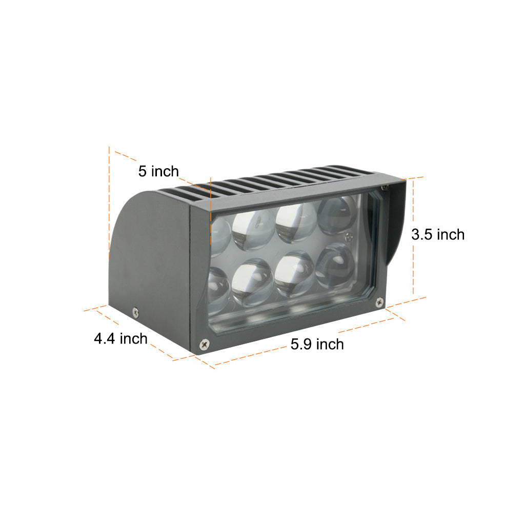 Modern Facade Up/Down Wall Light — Die-Cast Aluminum, Tempered Glass, 24W LED, IP65, Three Color Temperatures
