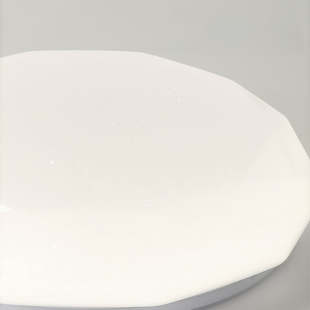 Geometric Full-Sky Star LED Flush Mount — White Iron and Acrylic, Stepless Dimmable, 24W–48W, 15.8" or 19.7"
