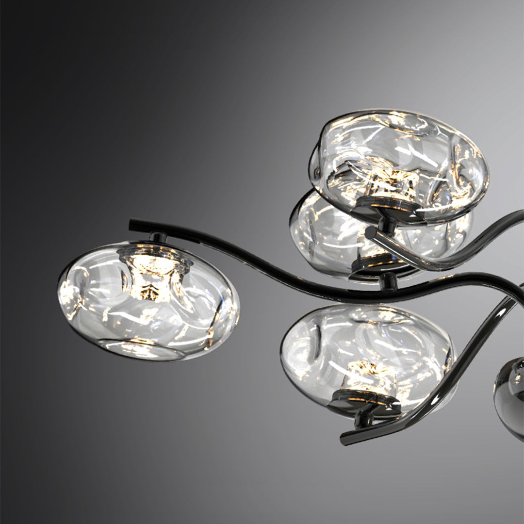Magic Bean Modern LED Chandelier — Nanoclear Glass, 9- or 16-Light, Three-Color Dimming, Ra≥97 Full Spectrum, Black or Copper
