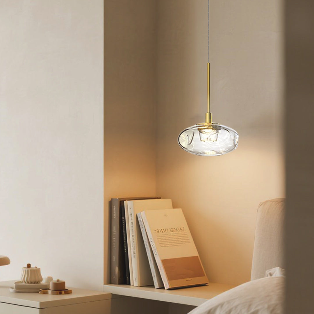 Minimalist Italian Ring Pendant Light — Nano Glass & Stainless Steel, LED, 3-Step Dimming, Ra≥97, Chrome or Gold