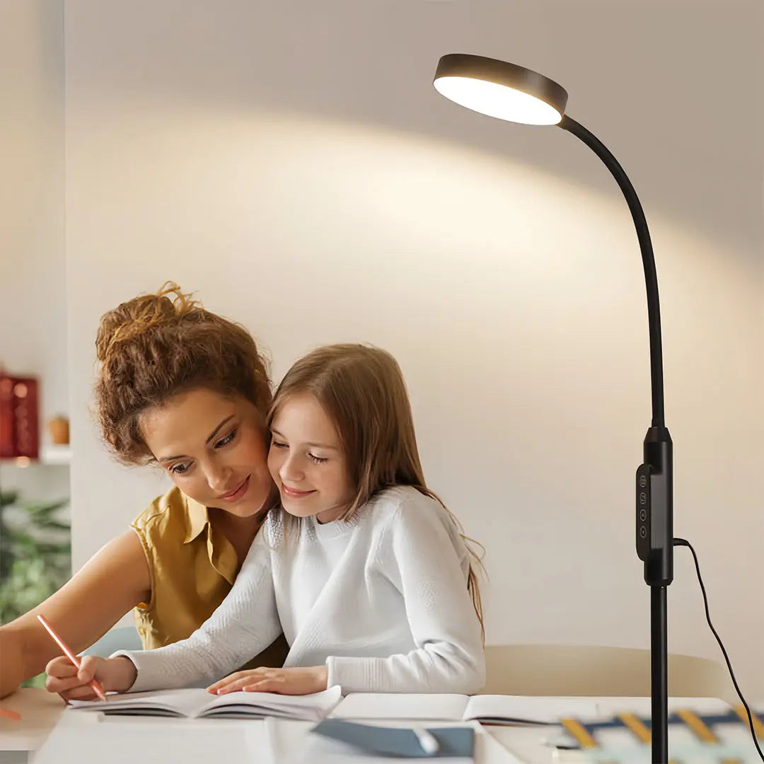Minimalist LED Floor Lamp - Eye-Caring Standing Task Light for Reading Luxe