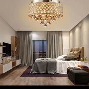 Drum Crystal Flush-Mount Chandelier — Metal and Crystal, 4-Light, E12/E14, 40W, 15" Diameter