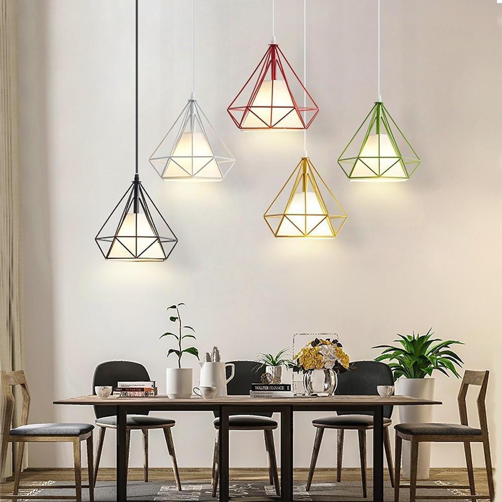 Geometric Metal Cage Mini Pendant — 10" Diameter, LED 9W, Adjustable Cord, Multi-Finish