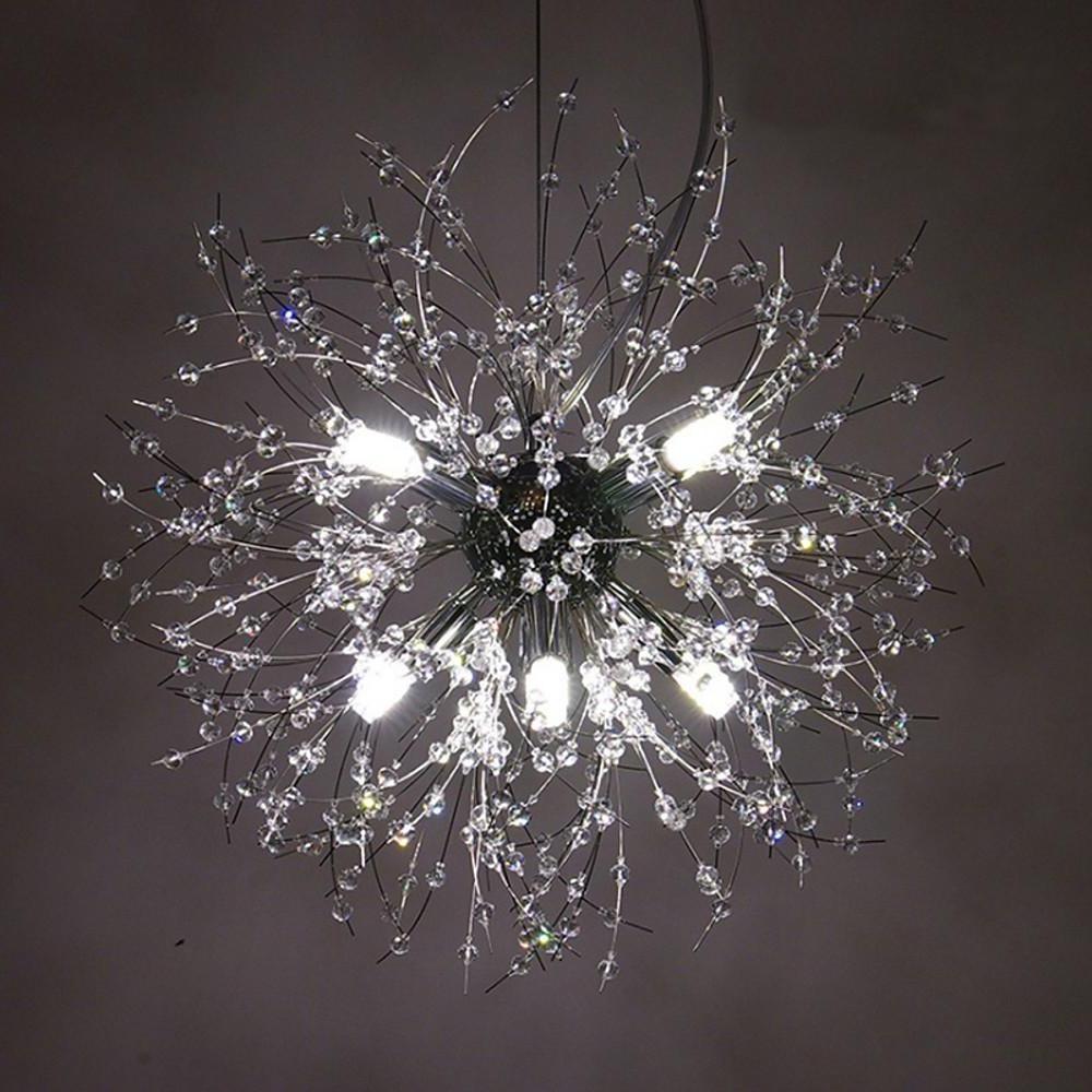 16" Mini Dandelion Globe Chandelier — Electroplated Metal, 8-Light G9 LED, 3000K/6000K, 39" Adjustable Cord