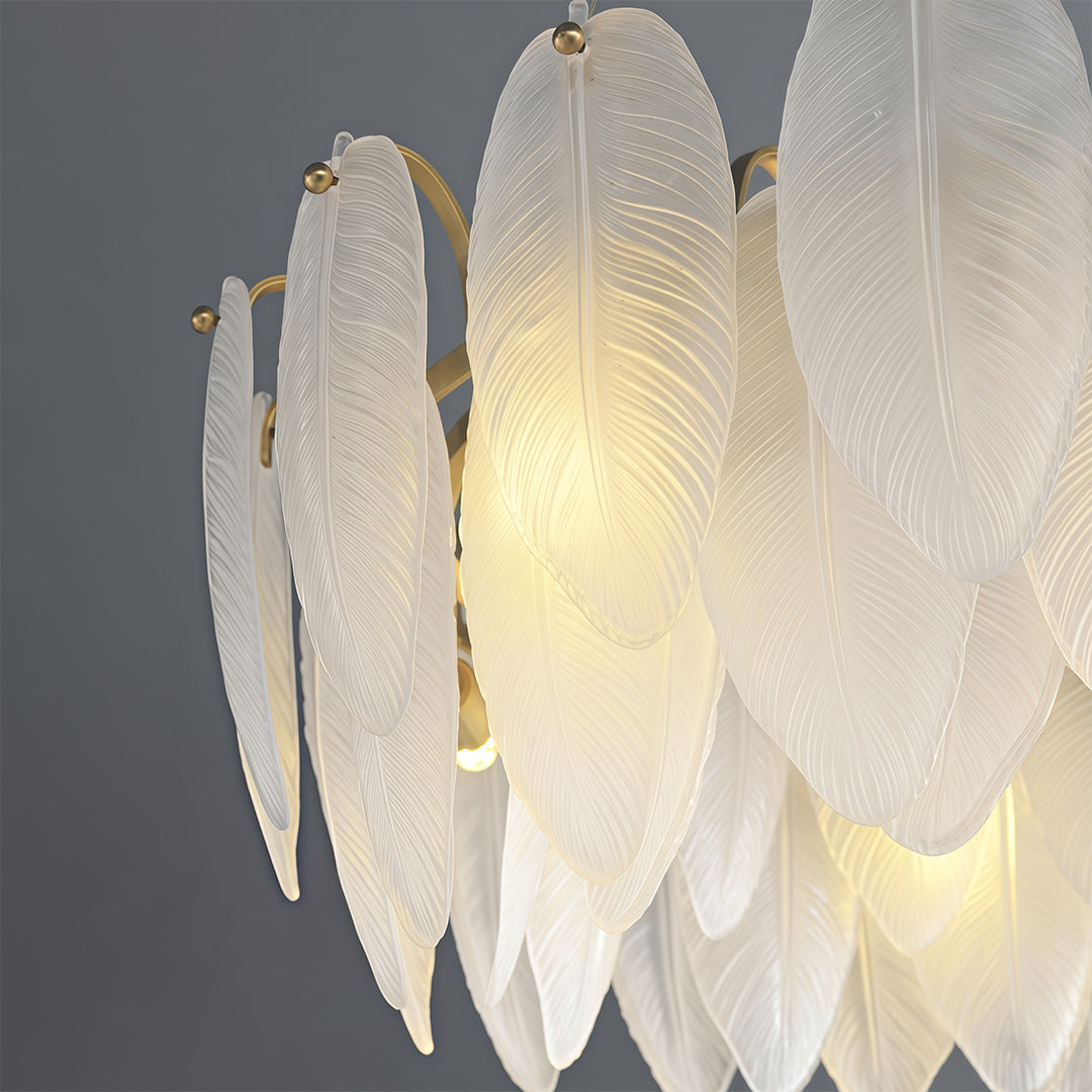 Feather-Glass Modern Chandelier — Copper / Chrome / Black, E14, Adjustable 47.2" Chain, Round or Linear