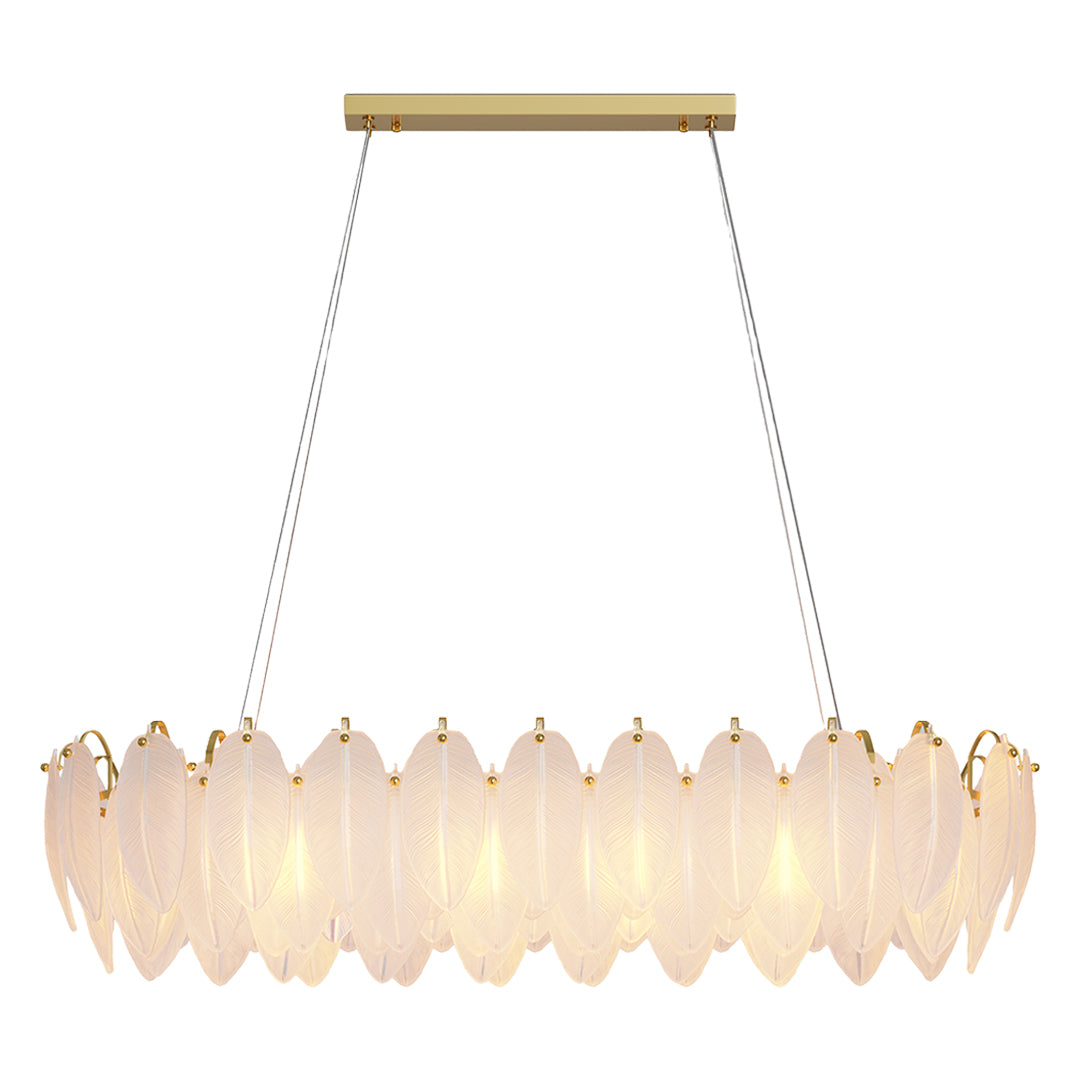 Feather-Glass Modern Chandelier — Copper / Chrome / Black, E14, Adjustable 47.2" Chain, Round or Linear