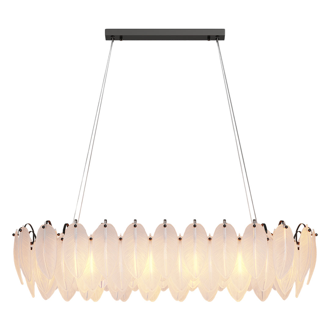 Feather-Glass Modern Chandelier — Copper / Chrome / Black, E14, Adjustable 47.2" Chain, Round or Linear