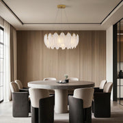 Feather-Glass Modern Chandelier — Copper / Chrome / Black, E14, Adjustable 47.2" Chain, Round or Linear