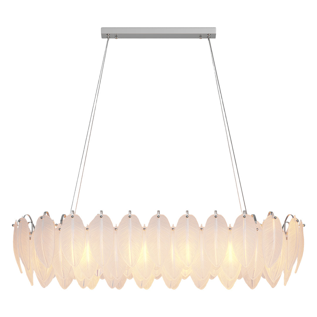 Feather-Glass Modern Chandelier — Copper / Chrome / Black, E14, Adjustable 47.2" Chain, Round or Linear