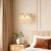 Feather Wall Sconce — Full Copper Frame, Feather-Textured Glass, Dual-Head, G9