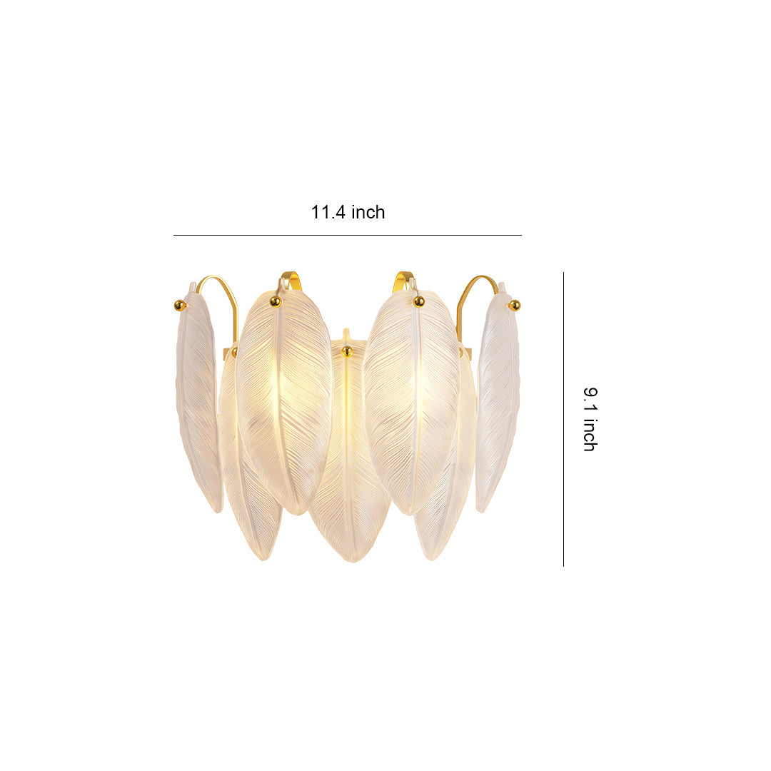 Feather Wall Sconce — Full Copper Frame, Feather-Textured Glass, Dual-Head, G9