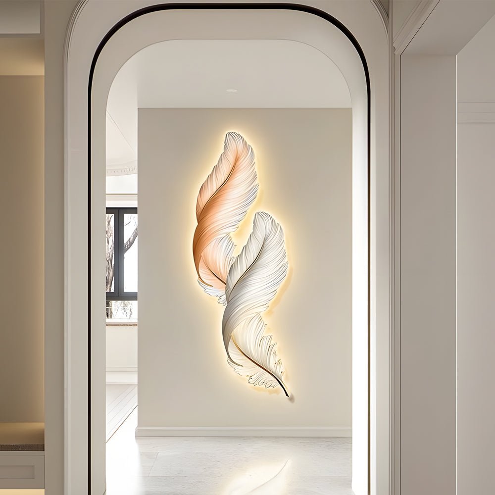 Luxury Decorative LED Wall Lights with USB Remote and Feathers Creative Design