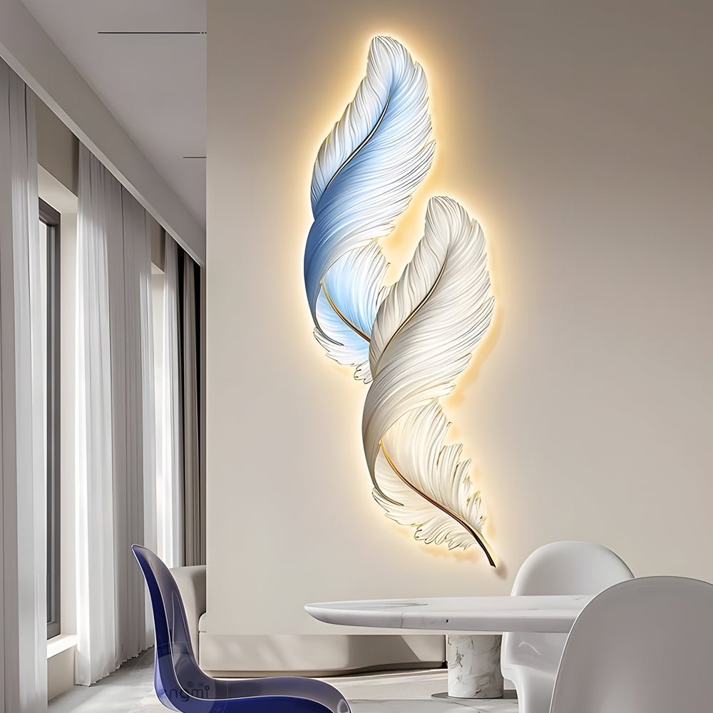 Luxury Decorative LED Wall Lights with USB Remote and Feathers Creative Design