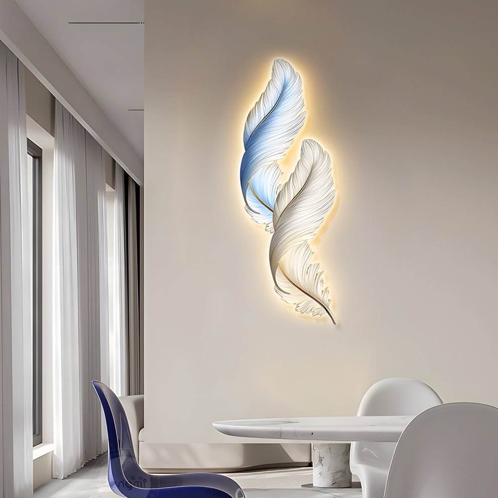 Luxury Decorative LED Wall Lights with USB Remote and Feathers Creative Design