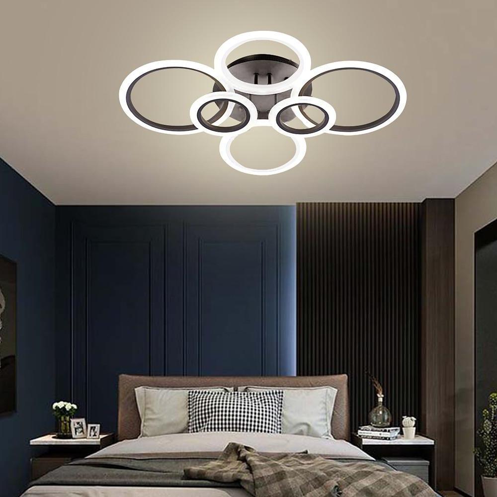 Tiered Circles Flush-Mount Ceiling Light — Aluminum & Acrylic, 2800K–7000K, 4-Light / 6-Light / 8-Light