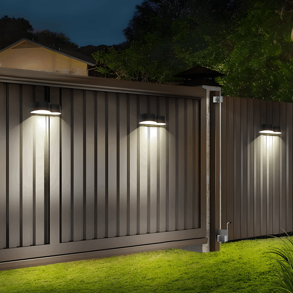Modern Solar Outdoor Wall Wash Sconce, 4-Pack — Black, LED, Dual-Color + RGB, IP65, Dusk-to-Dawn