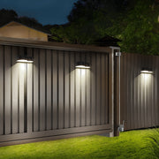 Modern Solar Outdoor Wall Wash Sconce, 4-Pack — Black, LED, Dual-Color + RGB, IP65, Dusk-to-Dawn