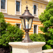 Vintage Outdoor Pillar Light — Sand-Black Aluminum and Glass, 9W E27, IP44 Weatherproof