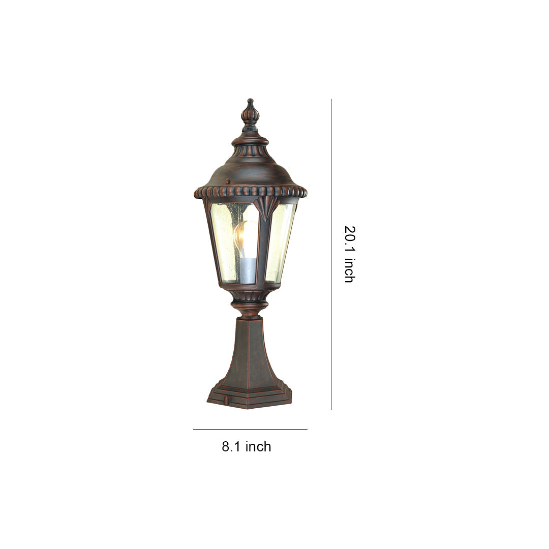 Vintage Outdoor Pillar Light — Sand-Black Aluminum and Glass, 9W E27, IP44 Weatherproof