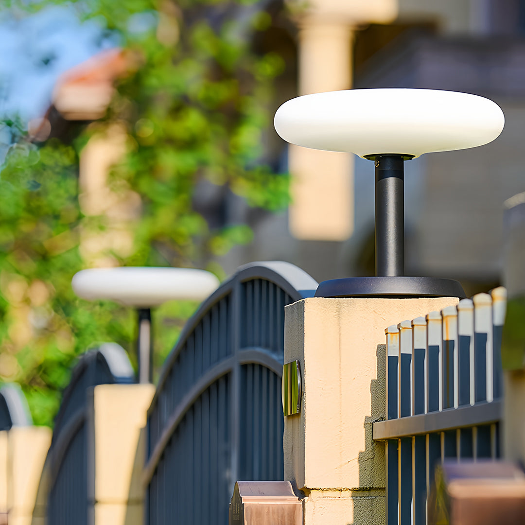Spherical Solar LED Post Light — Aluminum & PE Shade, 8000mAh, IP65, Portable or Fixed, 15.75"