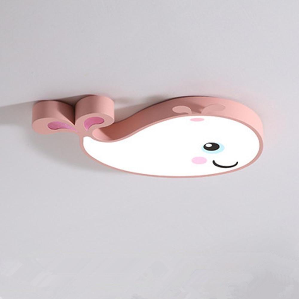 Animal-Shape LED Flush-Mount Ceiling Light — Metal, 30W, 24", White / Blue / Pink