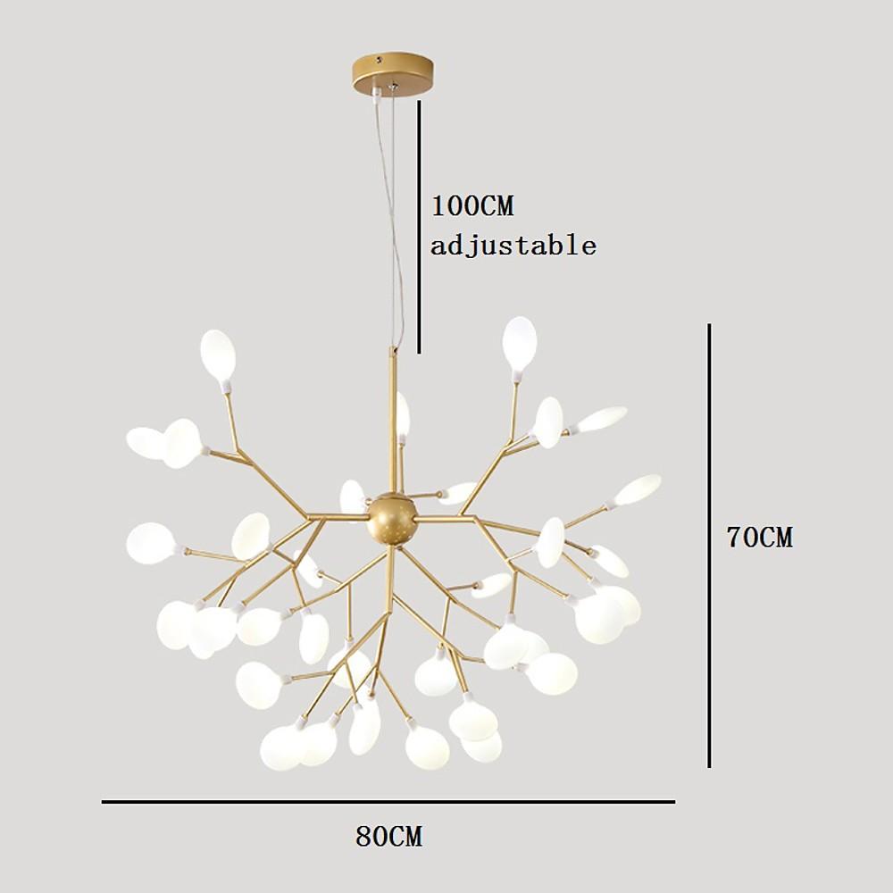 Modern 36-Light LED Chandelier — Metal and Acrylic, Gold and White, 31" Diameter, 39" Adjustable Cord