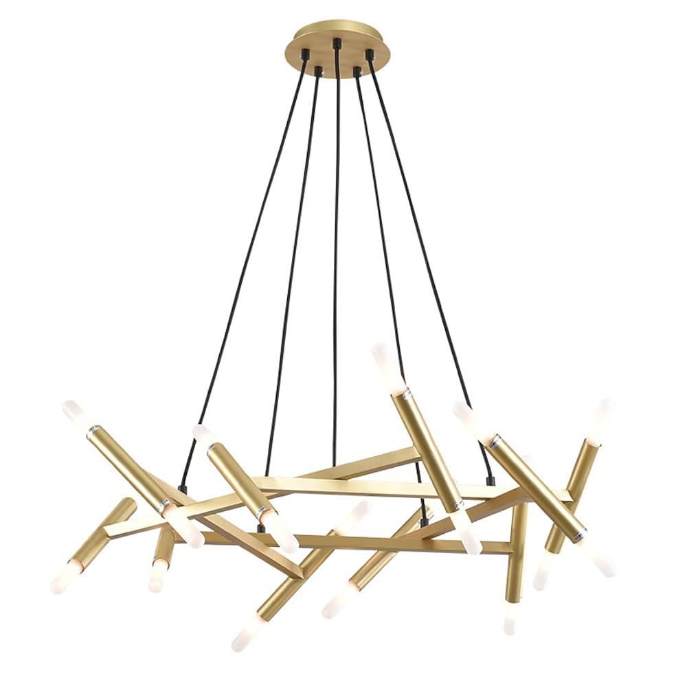 Sputnik Chandelier — Metal with Acrylic Shade, 20-Light LED, 39" Diameter, Black or Gold