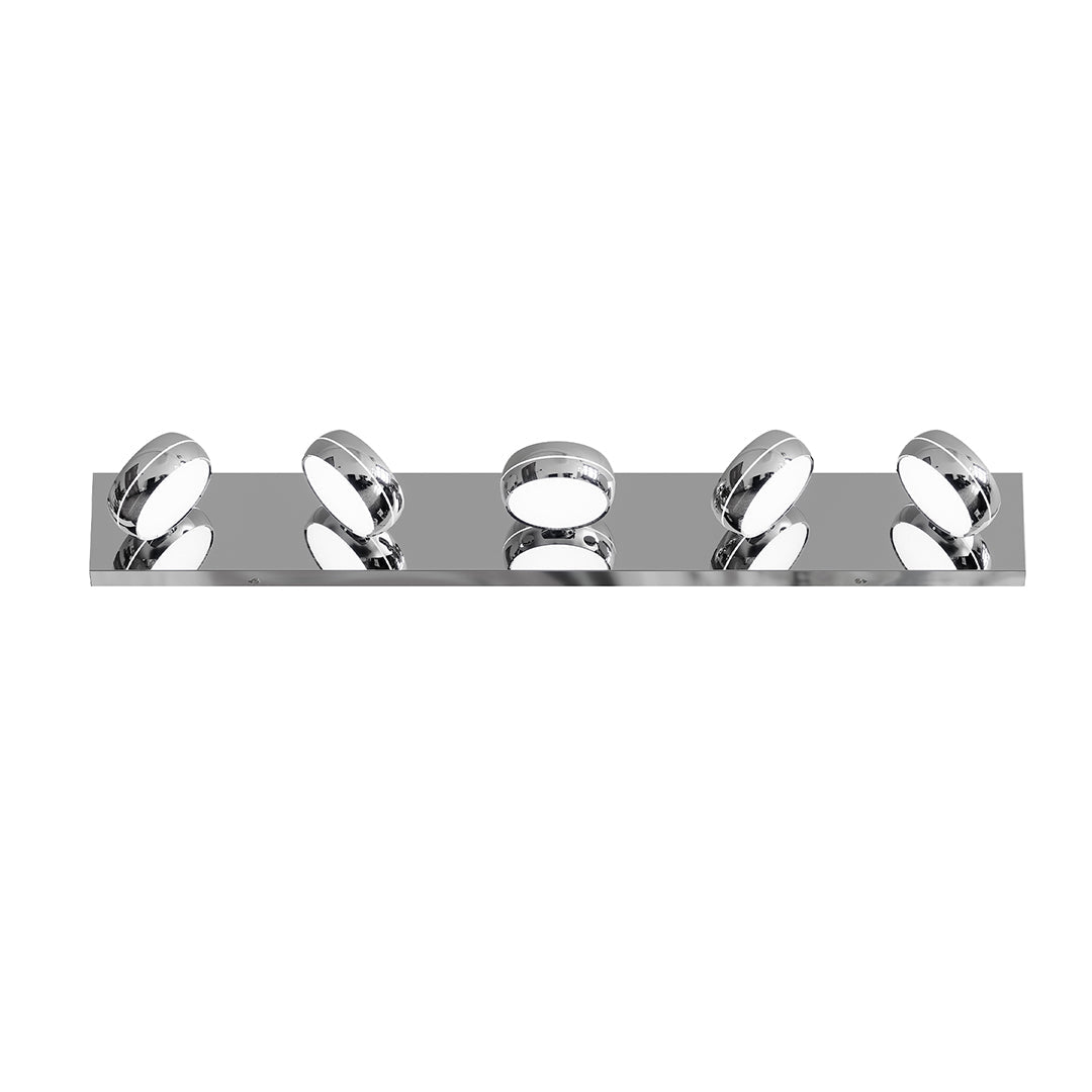 Minimalist Chrome Bathroom Vanity Light — Aluminum, LED 6000K, 3 to 6-Light Configurations