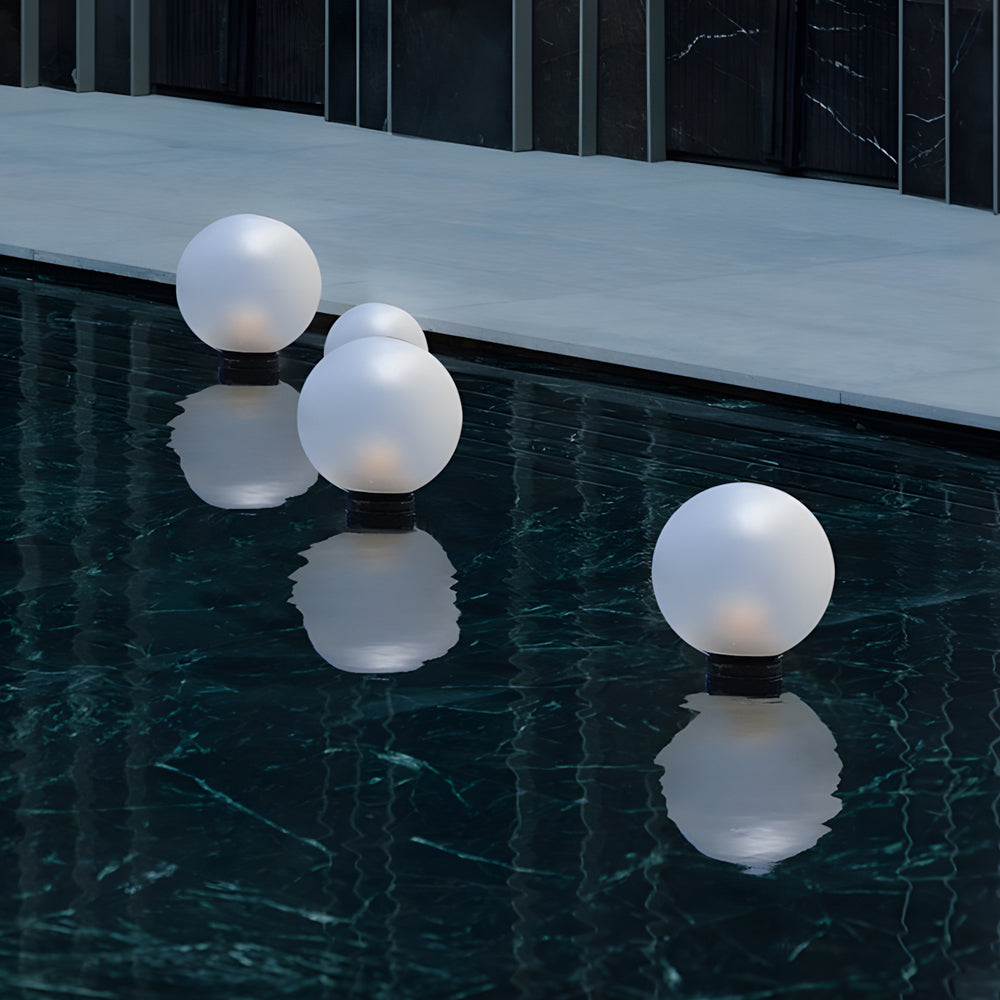 Moon-Shaped Round Landscape Light — Frosted Acrylic, Stainless Steel Base, LED 3000K, IP65, Plug-in or USB Rechargeable, 10W