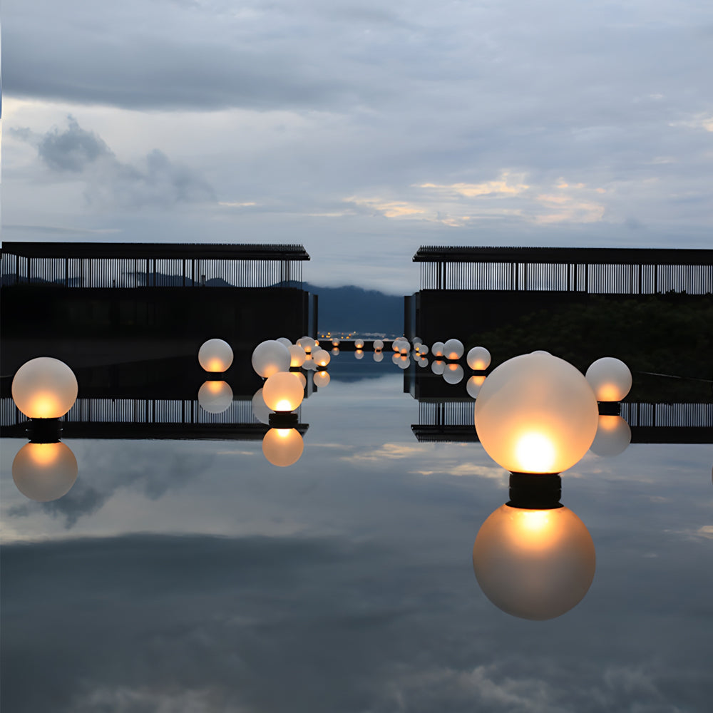 Moon-Shaped Round Landscape Light — Frosted Acrylic, Stainless Steel Base, LED 3000K, IP65, Plug-in or USB Rechargeable, 10W