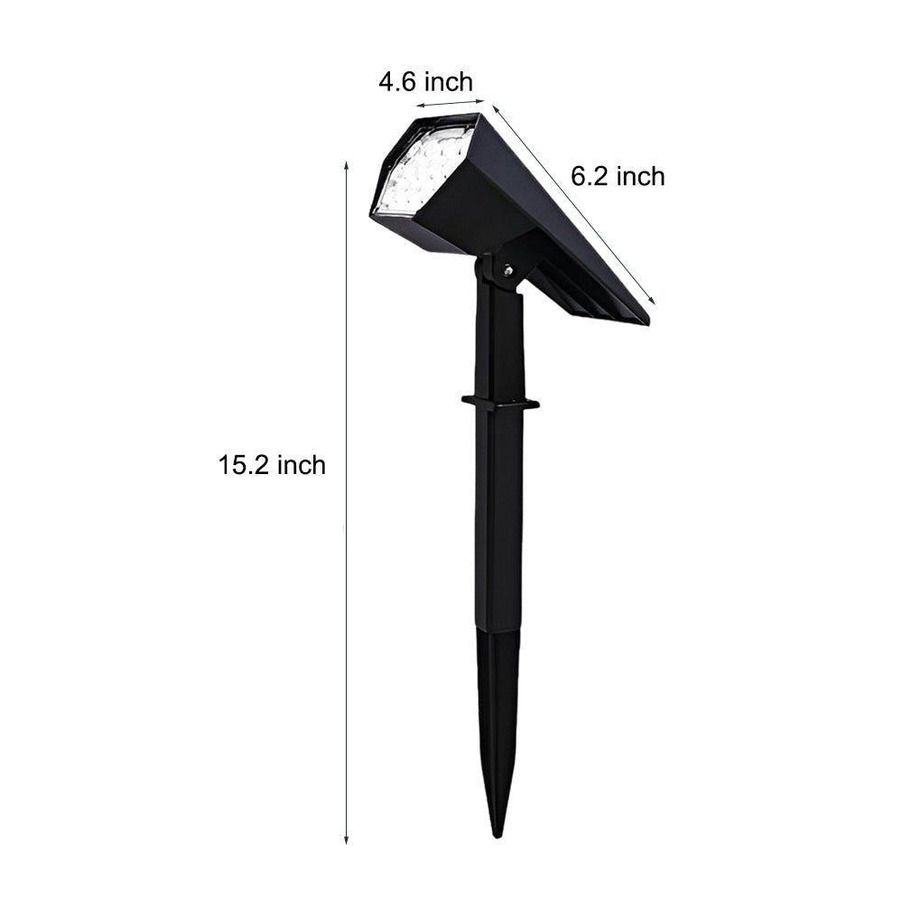 Adjustable-Angle Solar Flood Spike Spotlight — Die-Cast Aluminum, LED, Warm White / RGB, IP65 Weatherproof