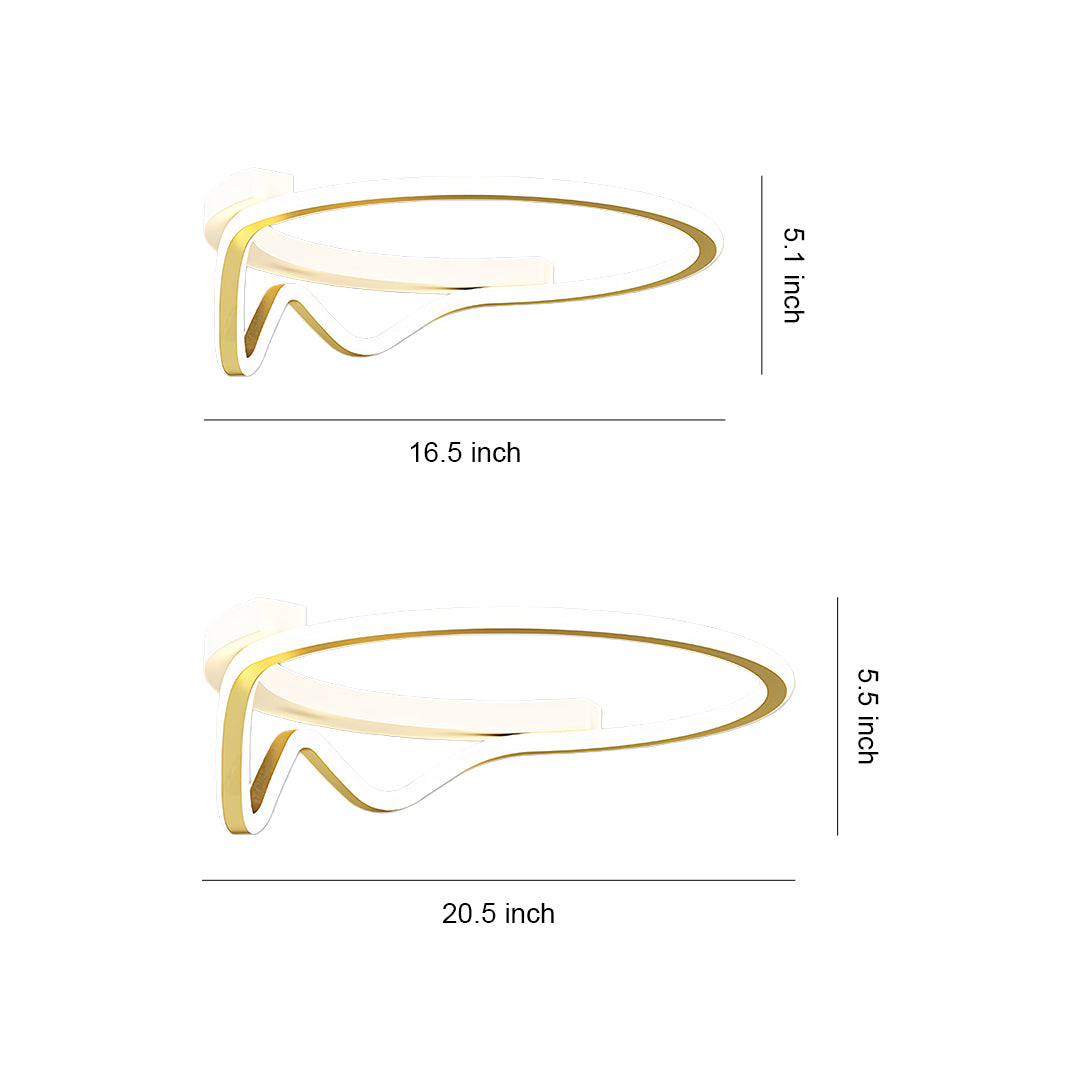 Minimalist Geometric LED Flush Mount — Iron, Silicone Shade, 3-Step Dimming (3000K–6000K), 16.5" or 20.5"