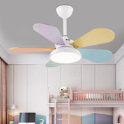 Colorful Modern Kids' Ceiling Fan with Light — Wood, 45" Diameter, 20W, Remote Control