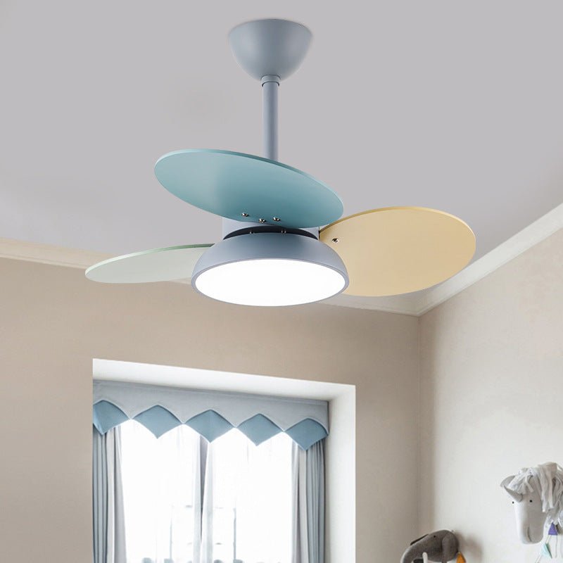 Colorful Modern Kids' Ceiling Fan with Light — Wood, 45" Diameter, 20W, Remote Control